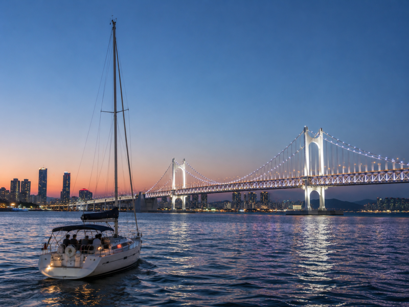 [B-48] 추천코스 광안대교 야경요트투어 불꽃+드론쇼+가덕도 부산1박2일