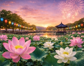 [C-213] 전주 덕진공원 연꽃+전주한옥마을+기지제 수변공원 야경