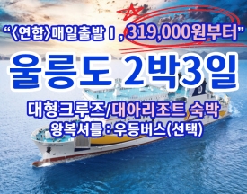 [A-02] 매일출발, 울릉도 대아리조트 숙박 2박3일 특가패키지Ⅰ(319,000원부터 *6/24~7/24일, 8/18~9/11일 출발기준*)